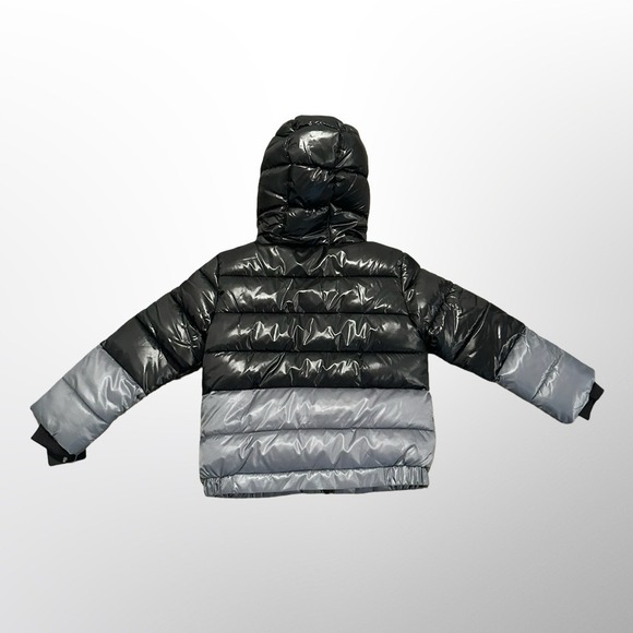 Nike Colorblock Down Puffer Jacket Black/Gray Synthetic Fill Boys 3T 76H859-023 - Picture 2 of 7